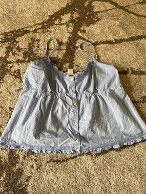 aerie Light Blue Smocked Cami Top